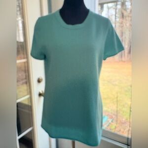 J. Crew Teal Short-Sleeve cashmere Crewneck Tee
